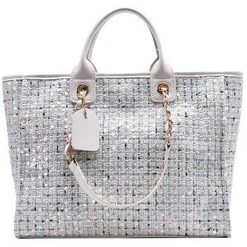 Нов френски дизайн мода вълнена кофа Чанта чанта Чанта и елегантна чанта чанта широчина-39 см, височина 25 см