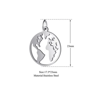 10шт мода карта на света Чар висулка полиран реална карта на света от неръждаема стомана, медальони за колие направи си САМ гривна бижута