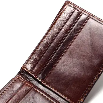 Нов RFID заключване естествена кожа, мъжки портмонета мъжки двойна чантата си малък долара в чантата си коровья кожа двойна портфейл притежателите на карти