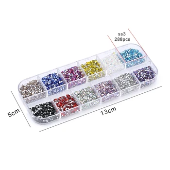 SS3 размер смесен цвят на ноктите планински кристал за нокти декорация кристали, кристали окачване на стена на смесен размер на кристал набор от
