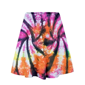 Women Момиче Вратовръзка Боядисват Skirt Summer bandhnu paisley Print Short Dress A-Line с дължина до коляното плажната градинска облекло цветни поли Дама