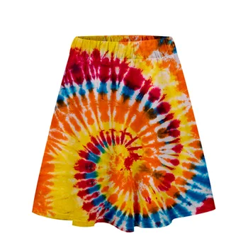 Women Момиче Вратовръзка Боядисват Skirt Summer bandhnu paisley Print Short Dress A-Line с дължина до коляното плажната градинска облекло цветни поли Дама