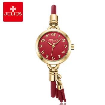 JULIUS Марка дамски силиконови часовници малък циферблат пискюл гривна часовник 2018 дами рокля ръчен часовник rose gold Relogio Feminino