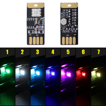 1PCAR USB LED атмосфера на светлина RGB Voice Activated Music Playing Dimmable Светлини декоративни авто лампи интериор Touch and Control
