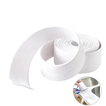 Широк бял PVC баня стени силикон ленти пилинг пръчка силикон вана съраунд уплътнение уплътнител покритие за баня и кухня Toliet стени под ъгъл Washb