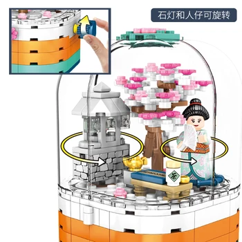 259 бр. въртящи Сакура скоростна строителни блокове Японски стил град строителство серия приятели цифри тухли, играчки за момичета