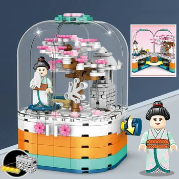 259 бр. въртящи Сакура скоростна строителни блокове Японски стил град строителство серия приятели цифри тухли, играчки за момичета