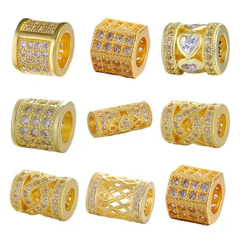 Juya 4 бр./лот на Едро САМ Big Hole Charms Beads Доставки Handamde Metal Tube Beads For Natural Stones Beadwork Jewelry Making