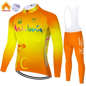 2021 велосипедна облекло мтб панталони зима Андалусия екип термален руно колоездене Джърси мъжете 20D гел pad Испания mayot bicicleta hombre
