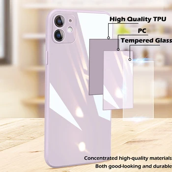ASTUBIA Square Tempered Glass Case For iPhone 11 12 Pro Max Case, Anti-knock Baby Skin Fram Cover For IPhone X XS MAX XR 7 8 Plus
