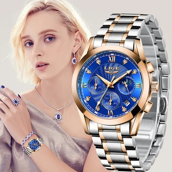 2020 LIGE New Rose Gold Women Watch Business Quartz Watch Ladies Top Brand Luxury Female Wrist Watch Girl Clock Relogio Feminin