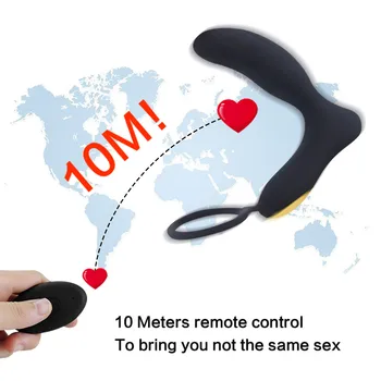 Мъжки анален вибратор с дистанционно управление на пениса вибрационное пръстен масажор на простатата мъжете анален плъгин мощен секс играчки за мъже