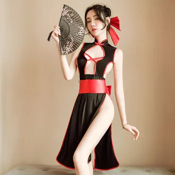 Party Цепка Dresses Qi Pao Екзотични Костюми Cosplay Жени Китайски Рокли Witch Uniform Секси Babydoll Lingerie Set Мома Облекло