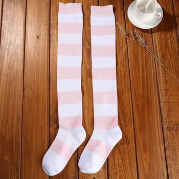 Широки ленти за печатни женски чорапи Секси училище училищен момиче чорапи над коляното високи чорапи компрессионный марка дълги модни чорапи