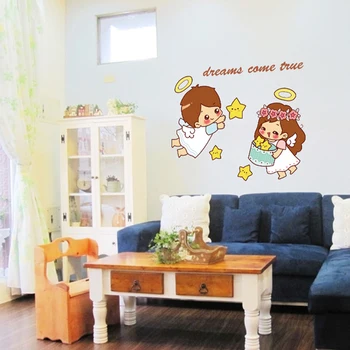 Карикатура момче момиче звезда стикери за стена DIY сменяеми етикети детска стая, Спалня, Баня плочки стъклени украшения водоустойчиви тапети