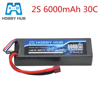 Hobby Хъб 2S 7.4 V 6000mAh 30C Max 60C Lipo Battery For RC Airplane Drone Helicopter Car 2S LiPo
