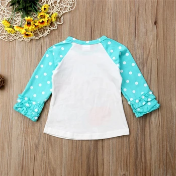 Есен Деня на Благодарността Детски дрехи новородено бебе момиченце топ тениска 0-7Т с дълъг ръкав Dot пристрастие Принцеса облекло