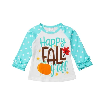 Есен Деня на Благодарността Детски дрехи новородено бебе момиченце топ тениска 0-7Т с дълъг ръкав Dot пристрастие Принцеса облекло