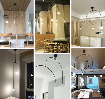 Прост творчески висящи лампи Nordic модерен окачен лампа за галерии спалня ресторант Начало на художественото оформление на метално покритие