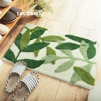 ЛОУТАСИ Зелен лист мат мат за баня изтривалка за изтривалка абсорбиращи противоскользящий килим за хол Кухня Баня спалня килим Alfombra de bano