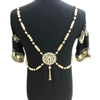 Нова мода Марокански сватбена рокля на гърдата за жени по поръчка на рамото аксесоари луксозни етническа дрехи, бижута