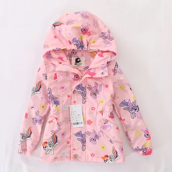2020 детски пролетни якета за момичета Unciorn ветровка деца с качулка руно дождевики непромокаеми облекла Teeangers Момиче Blazer