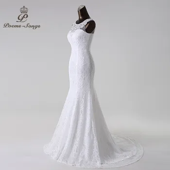Безплатна доставка в елегантна и консервативно красиво дантелено сватбена рокля русалка 2020 vestidos de noiva robe de mariage сватбена рокля