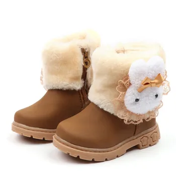 2019 Baby Girls Ботуши топъл сладък заек дете деца момичета ботуши обувки за момичета детски зимни ботуши размер 21-30 ephesus infantil