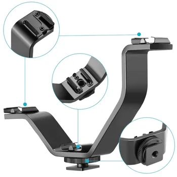 Neewer алуминиева сплав 5,1 инча V-образна форма на тройната 3 универсален студен обувка за монтиране на стена за DSLR камера или видеокамера аксесоар