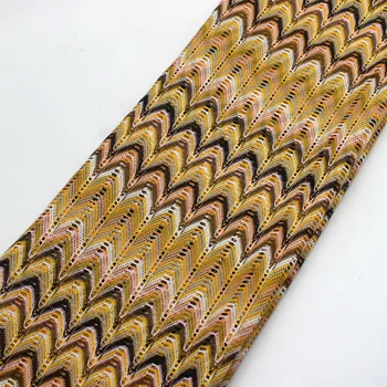 Зиг-заг плетене дантелен тъкани 1 метър Жълта вълна, шарени Плетене на една кука рокля, пола дантела плетене на мрежи Модерен плат с ширина 150 см