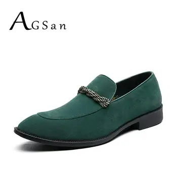 AGSan Дизайнерски Мъжки Модел Обувки, Велурени Обувки За Сватба Зелени Бизнес Обувки Господа Zapatos Hombre Голям Размер 38-48