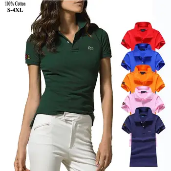 Високо качество 2020 нов дамски къс ръкав поло риза памук ежедневни дамски модни марка поло риза женски тънки върхове