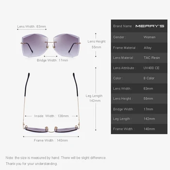 MERRYS DESIGN класически дамски слънчеви очила без рамки градиентные лещи с UV-защита на S6280