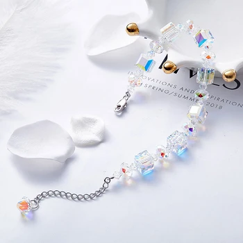 Луксозни мъниста гривна-верига гривни кристали от SWAROVSKI Silver Color Wrap Чар гривна ръчно изработени бижута за жени сватбен подарък