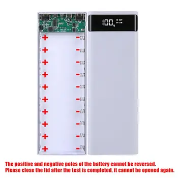 Двойна USB LCD Power Bank Shell 10x18650 Battery Case за Преносим външен кутия без батерии Powerbank Protector