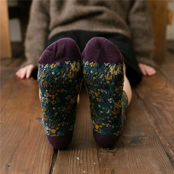 Нова Мода Жените Смешни Чорапи Памук Euramerican Национален Вятър Есен Зима Дами Цветни Чорапи, Топли Сладки Реколта Meias Sokken