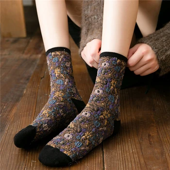 Нова Мода Жените Смешни Чорапи Памук Euramerican Национален Вятър Есен Зима Дами Цветни Чорапи, Топли Сладки Реколта Meias Sokken
