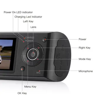 AKASO HD Car DVR Dual Lens GPS, Camera Dash Cam video recorder за обратно виждане Dash Cam Auto Registrator G-Sensor Car DVRs X3000 R300