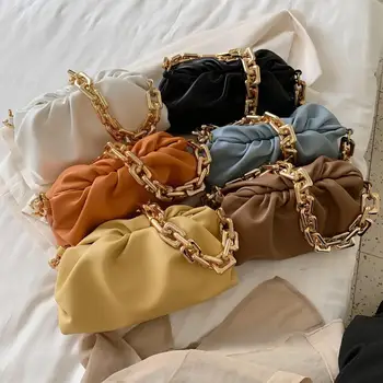 Луксозна кожена чанта за жени 2020 дизайнерски мътна чанта мека кожена чанта Hobos чанти с едно рамо ПУ Sling Bag багетные чанти