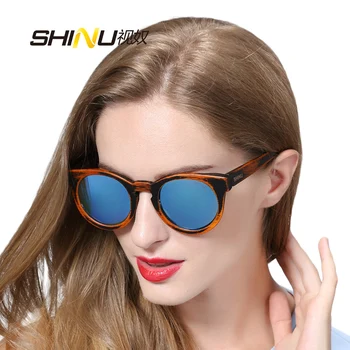 Природата бамбук, дървени слънчеви очила Жени ретро кръгли очила с UV400 поляризирани очила за шофиране дънкови слънчеви очила Gafas De Sol