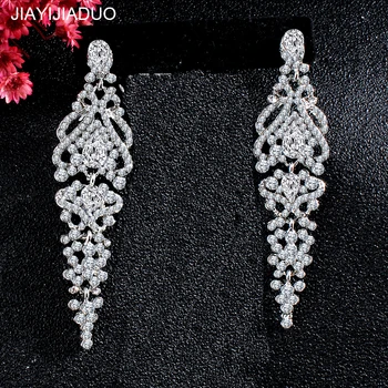 Jiayi jiaduo Bridal сватбена украса кристални обеци за модерните женски сватбени дълги обеци аксесоари дропшиппинг