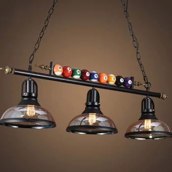 Черно промишлен билярдна окачен лампа творчески ретро скандинавски украса led светлини висящи лампи ресторант бар кафе окачен лампа