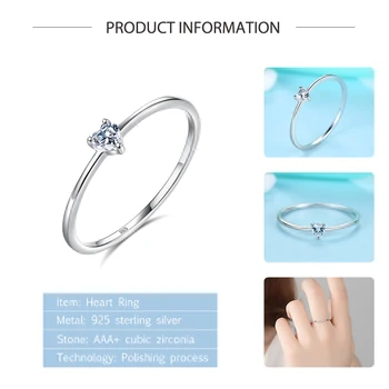 ELESHE 2019 нова мода 925 сребро сърцето ясно CZ Crystal Дамски пръстени за жени, сватба, Коледа и свети Валентин бижута