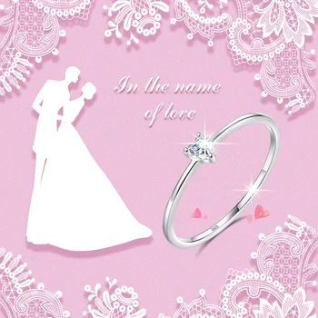 ELESHE 2019 нова мода 925 сребро сърцето ясно CZ Crystal Дамски пръстени за жени, сватба, Коледа и свети Валентин бижута