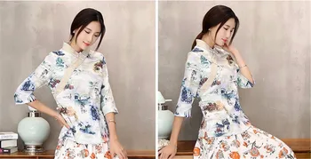 Шанхай Story Chinese Traditional Summer Top Vintage Women Blend Linen Blouse Shirt Chinese Blouses For Lady Hanfu Tops