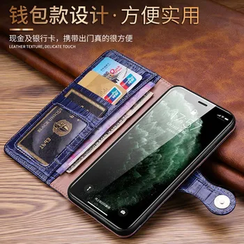 За iphone 11 pro Case луксозни естествена кожа крокодилска кожа портфейла case за iphone 11 Pro max case 7 8 plus xr xs max flip case