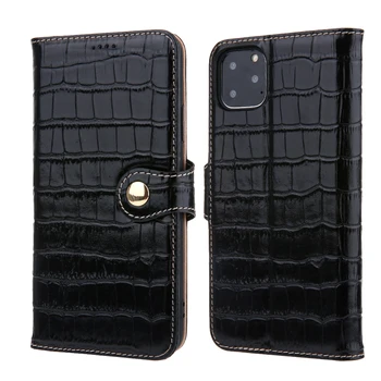 За iphone 11 pro Case луксозни естествена кожа крокодилска кожа портфейла case за iphone 11 Pro max case 7 8 plus xr xs max flip case