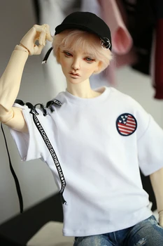 Нова кукла бяла риза с къс ръкав тениски с образа на печат за 1/3 BJD DD SD чичо кукла облекло, аксесоари