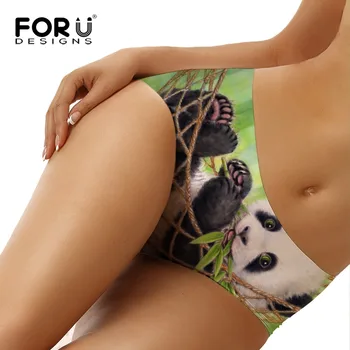 FORUDESIGNS 2019 нови женски гащи безшевно бельо бикини 3D Сладко Panda Printed Секси Panty Fashion дамски гащи бельо