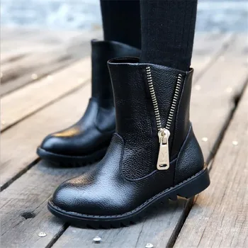 2018 есен зима Детски обувки естествена кожа кадифе мода момиче ботуши Детски ботуши водоустойчив памучен обувки